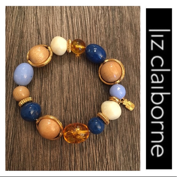 Vintage Liz Claiborne Stretch Bead Bracelet Wood - Picture 11 of 12